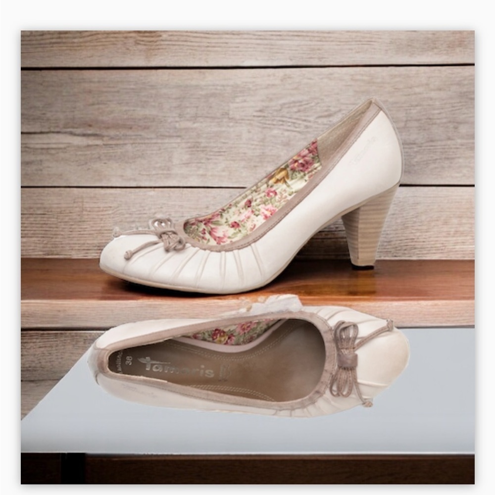 Tamaris Pump -Genuine Leather -Contrast trim-bow detail-floral lining -S… - Picture 8 of 16